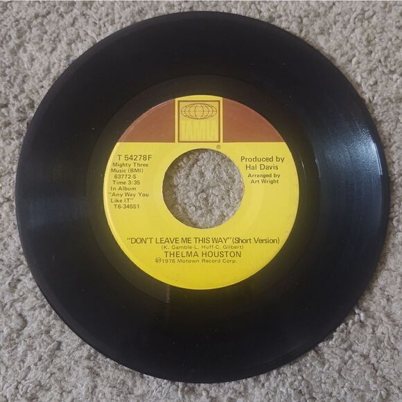 Thelma Houston - DON'T LEAVE ME THIS WAY/TODAY WILL SOON BE YESTERDAY 45' Vinyl - Picture 2 of 3